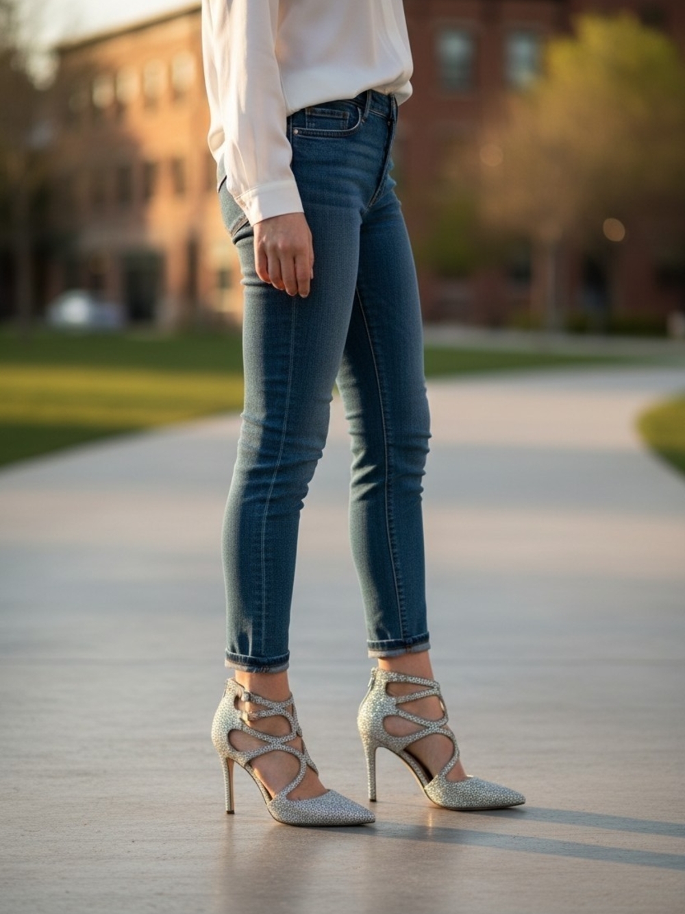 INC International Concepts Silver Glitter Strappy Pointed-Toe Heels - Picture 8 of 8